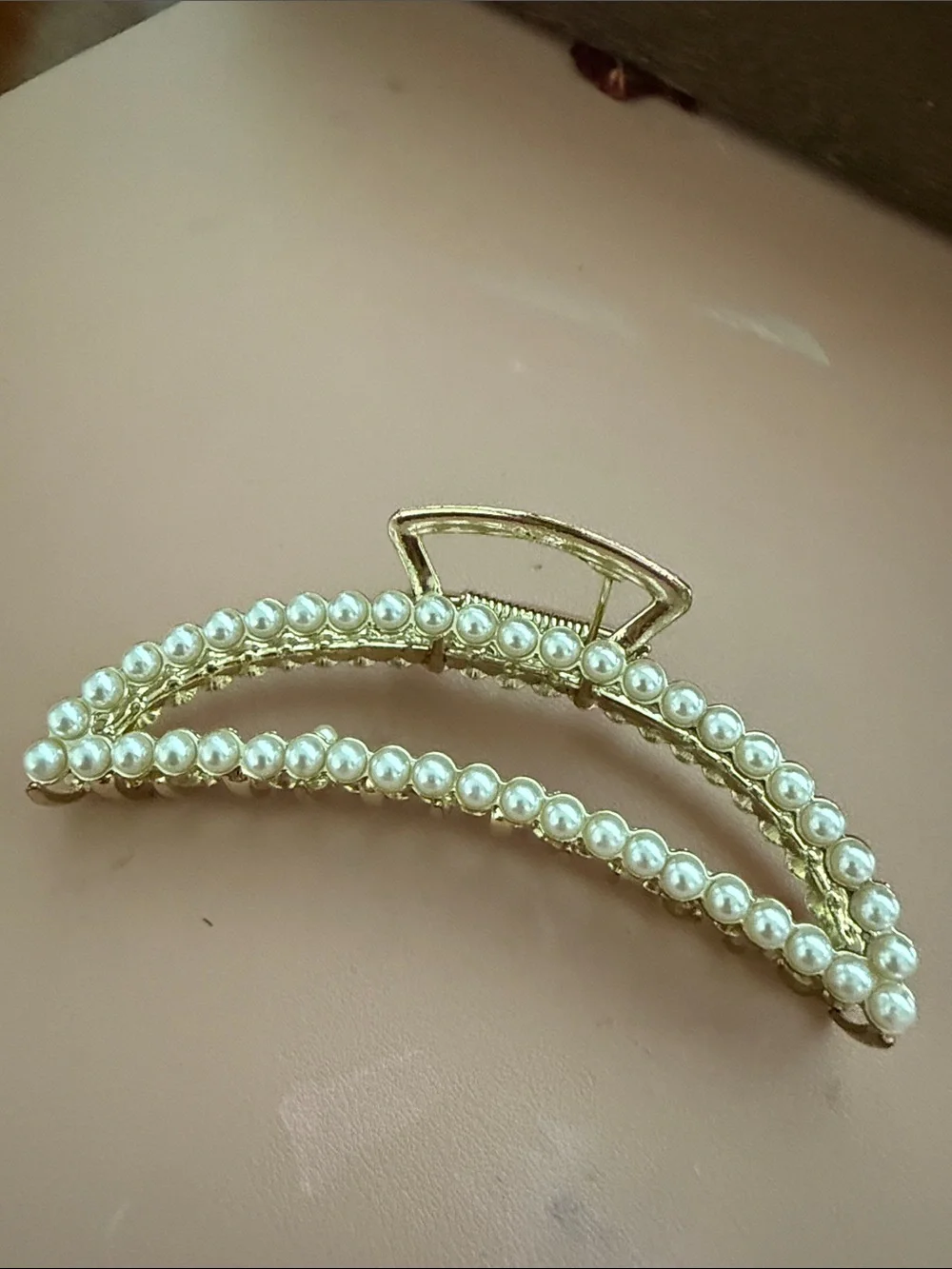 Pearl-Trim Gold Hair Claw Clip - Women Accessories